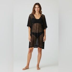 Women's Black Crochet Knit Swim Beach Pool Cover Up Size 2X‎